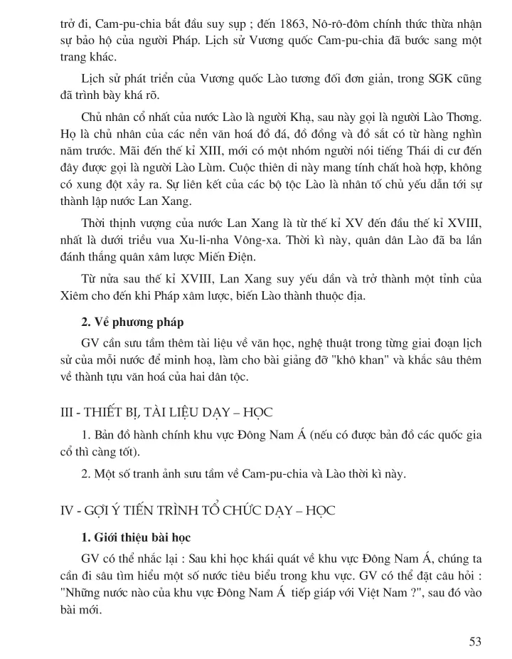 Bài 9. Vương quốc Cam-pu-chia và Vương quốc Lào (1 tiết)